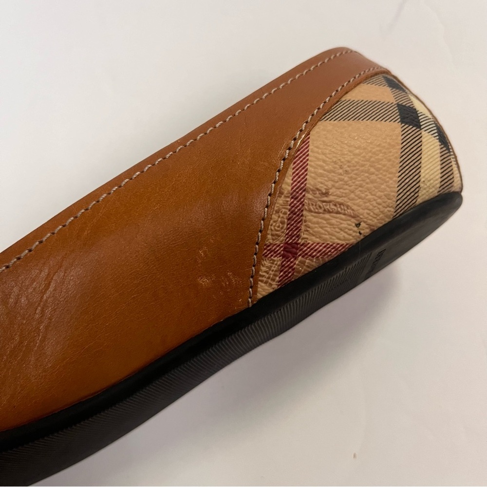 Burberry Bicolor Romsey Peep Toe Ballet Flats Size 38 - Picture 7 of 11